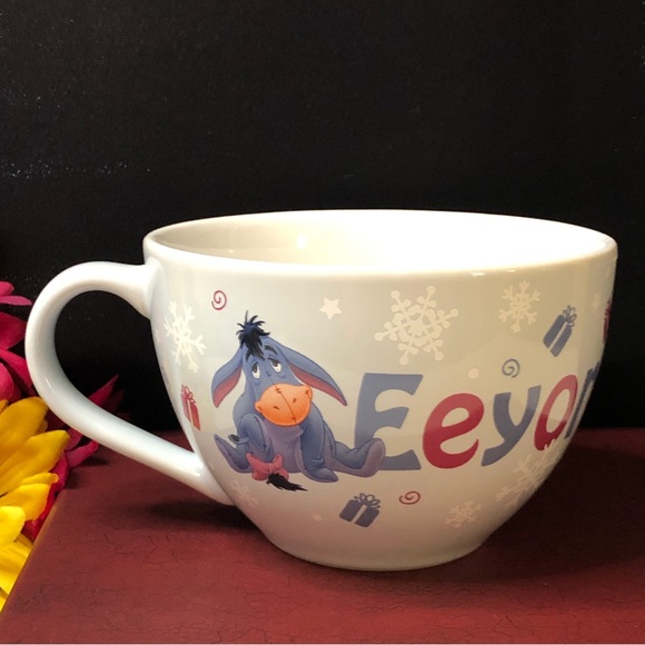 Disney Eeyore Oversized Light Blue Mug w/Snowflakes & Presents. - Picture 9 of 9